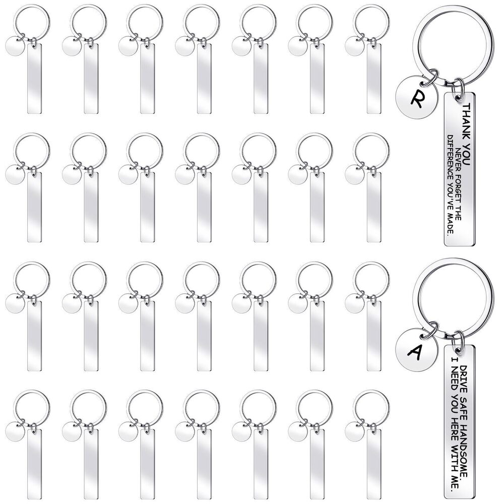 9228 30 Pcs Laser Engraving Stainless Steel Keychain Blanks Engravable